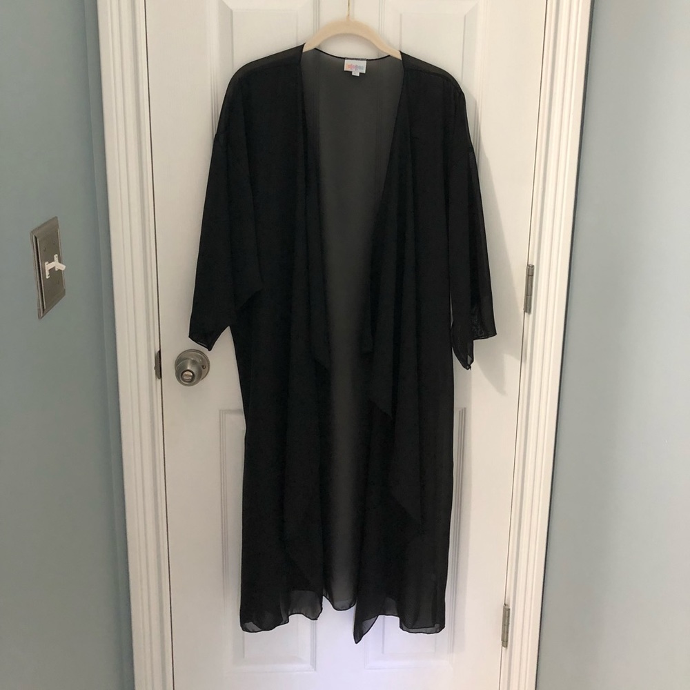 LULAROE SHIRLEY Kimono sheer Black size L